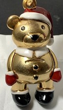 Coach Gold Teddy Bear 3D Keychain Metal Santa Bear Bag Charm C7099 New