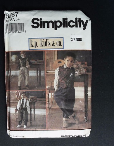 ZA0072 Simplicity 8567 Child Size 3-6 Boy Pants Shirt &vest Uncut Sewing pattern