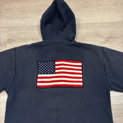 Vintage Polo Jeans Co American Flag Full Zip Hoodie Youth XL - Picture 3 of 12