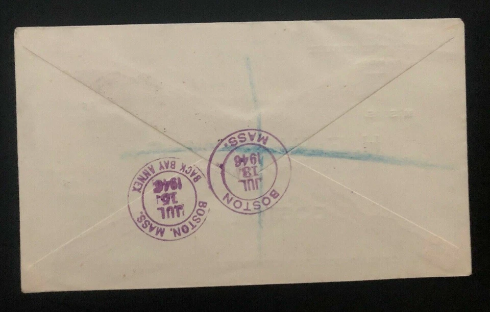 1946 Tanger British Agencies Morocco First Day Cover FDC To Boston USA Victory - Image 2 of 2