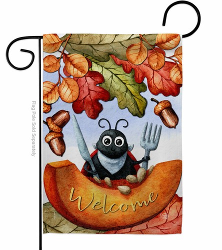 Hungry Ladybug Garden Flag Harvest & Autumn Fall Decorative Yard House Banner - Picture 2 of 17