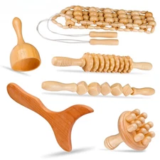Massage Tools Lymphatic Drainage Massager Kit, Wooden Body Contouring Shaping
