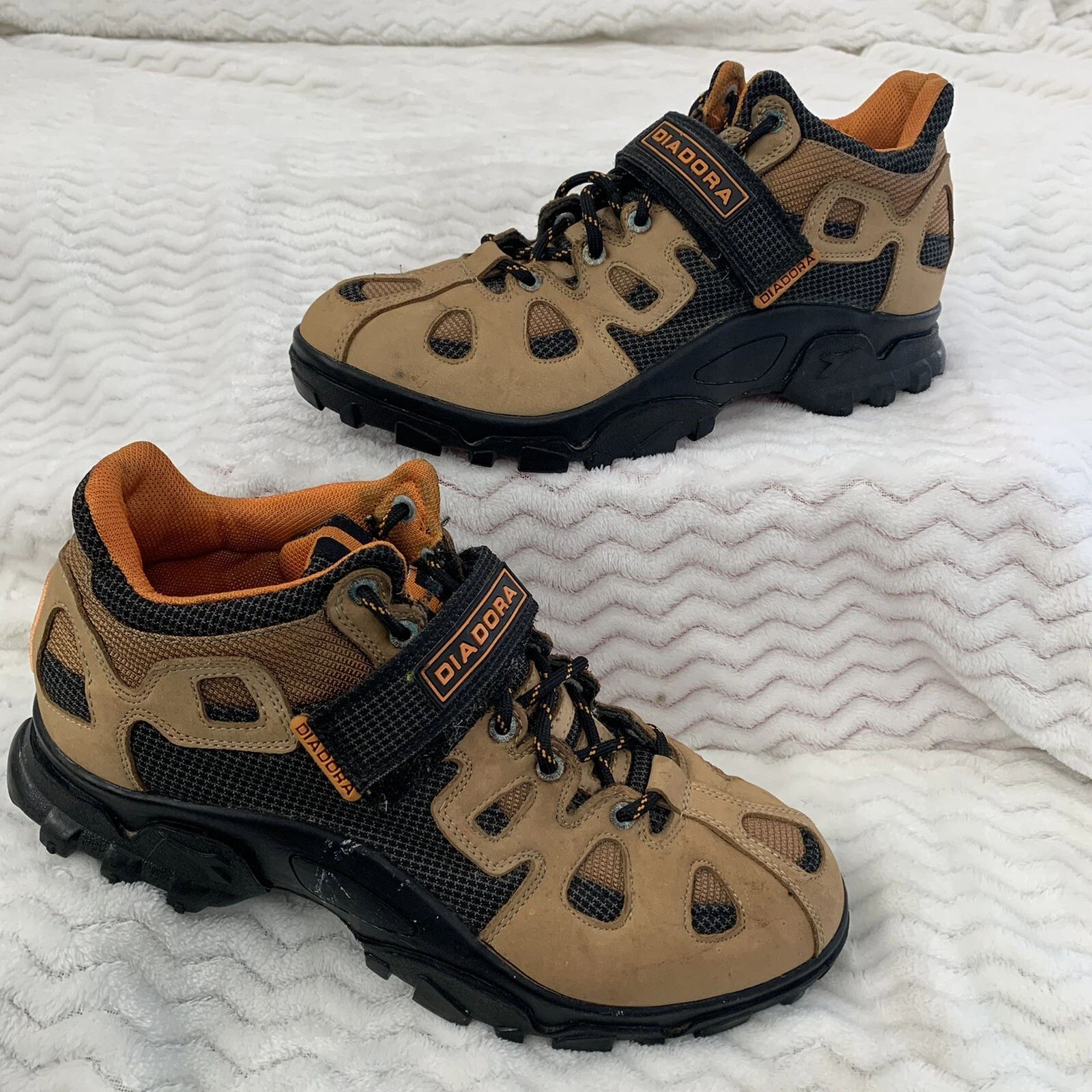 Diadora shoes Tan Brown Lace Up Hook Loop clip Mountain Biking Hiking men's 12M