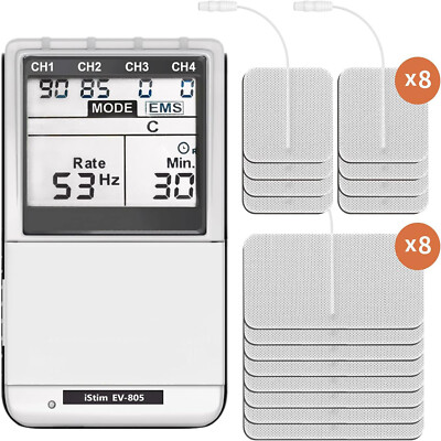 #ad Istim EV 805 EMS Tens combo 4 Channel Rechargeable electric therapy Machine $124.88