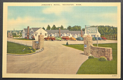 Jamesons Motel Rochester MN L.L. Cook Linen Postcard Vintage 1940s