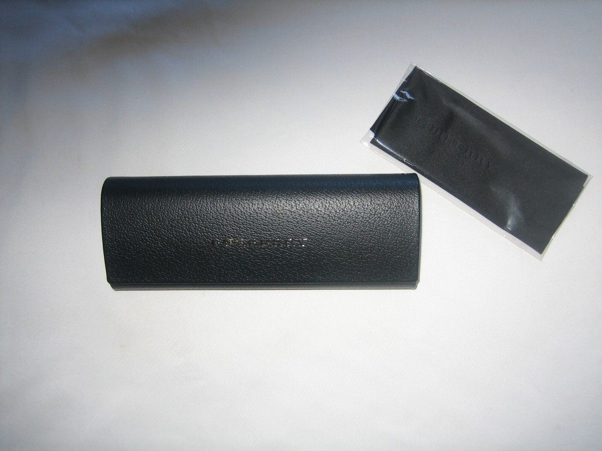 burberry hard black leather eyeglass case with cleaning 