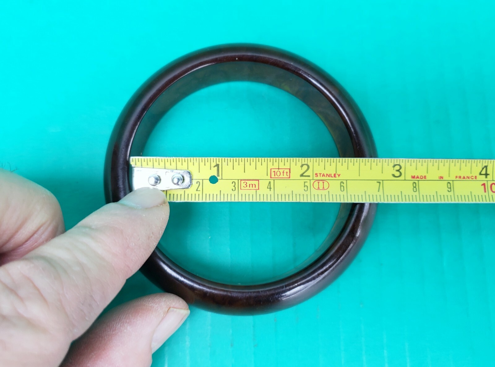 Bakelite Bangle Cuff Bracelet ROOT BEER Vintage 3… - image 4