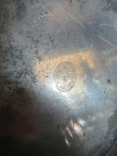 "Antiguo cargador de peltre belga de 14,5"" hecho por Robert Pompe" - Imagen 5 de 8
