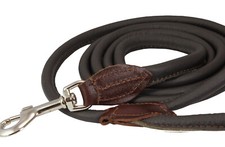 6ft Long Genuine Rolled Leather Dog Leash Large 1/2" Small 3/8" Brown