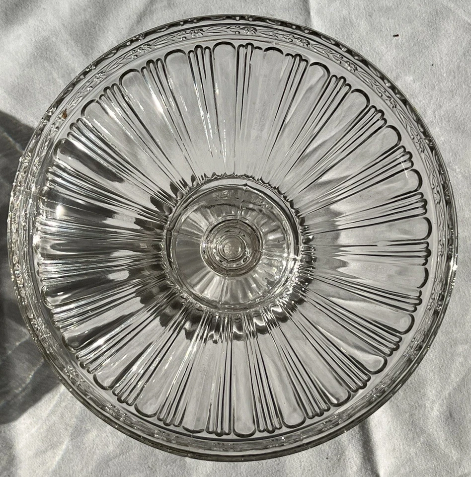 COMPOTIER VERRE MOULE MEISENTHAL MODELE LAURIERS D 20,5 cm STYLE EMPIRE COUPE - Photo 3/4