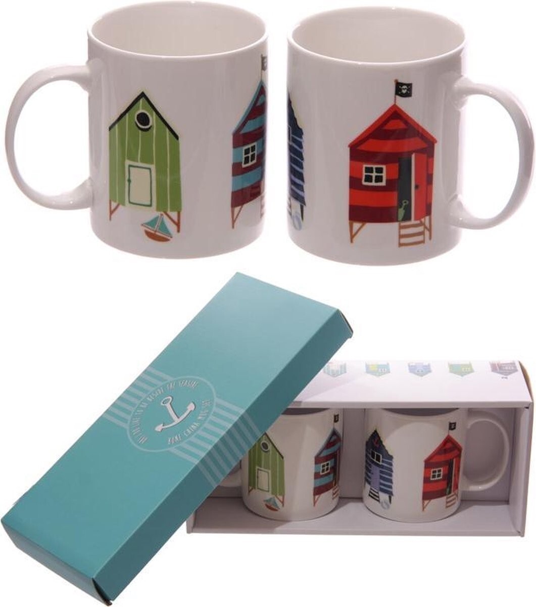 Set 2 Tazas Taza The Leche Desayuno Casetas En Playa Idea de Regalo Casa