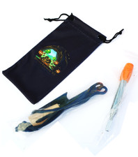 Firelighting Kit - Wood Handled Flint and Steel with blow straw and charcloth