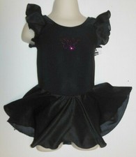 Flutter sleeve leotard pink rhinestone butterfly girls szs ballet dance black