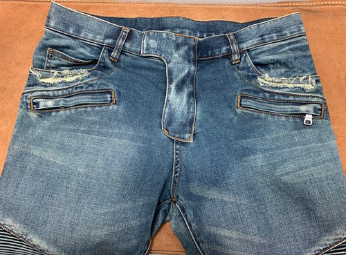Authentic Balmain Blue Denim Biker 