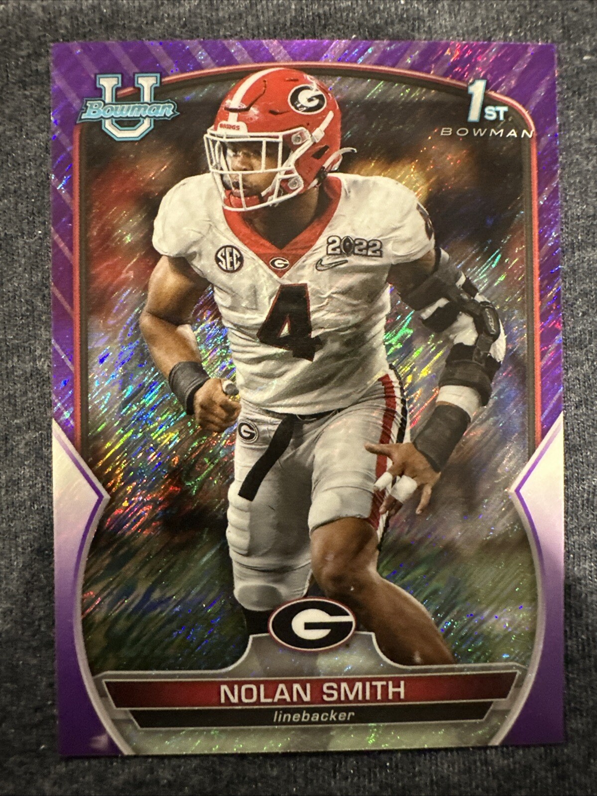 2022 Bowman University Chrome - Purple Shimmer Refractor #33 Nolan Smith (RC)