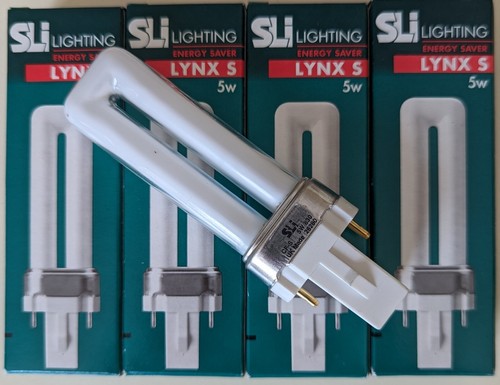 4x SLi Lynx S G23 2 pin 5w warm white 3000k CFL bulb 250 lumen (A1)