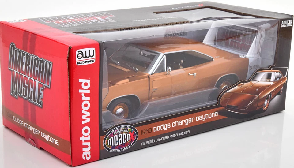 DODGE CHARGER DAYTONA 1969 Brown Metal ERTL AMM1168/06 1/18 USA AUTOWORLD - Image 3 of 4