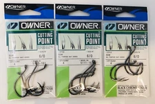 3 Packs - OWNER SSW 5111-161 All Purpose Bait Hook Black Size 6/0 4 pk