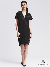 NWT Banana Republic BR Monogram Deconstructed Tuxedo Dress Black SZ 6