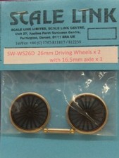 00 Scale Link Loco Driving Wheels 26mm/20 spoke x 2 + Romford axle SW -WS26D
