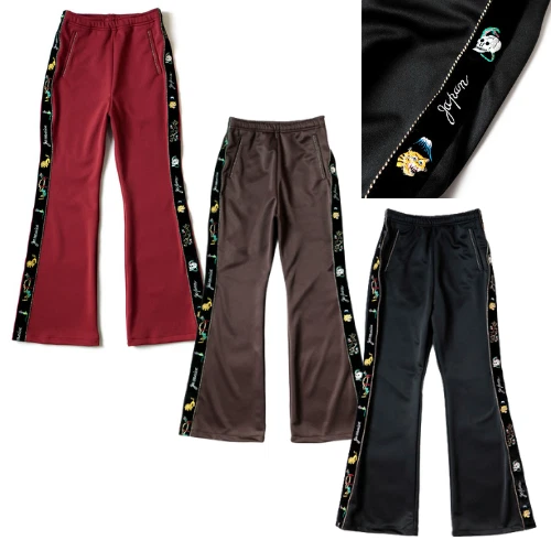 KAPITAL Ska Tape Jersey JAM Flare Truck Pants 1PC Black/ Brown/ Red Japan New