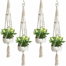 Sorbus Macrame Plant Hanger 4 Pack Indoor Outdoor Hanging Plant Pots Cotton...