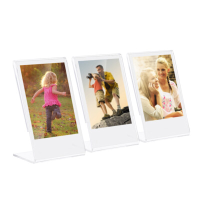 3 Packs 3'' L-shape Acrylic Photo Frame Transparent  Stand Compatible A9U0