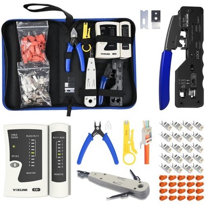 Vcelink Netzwerk Werkzeug Set - RJ45 Crimpzange & 20 x RJ45 Stecker Cat7/Cat6a
