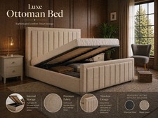 Image of OTTOMAN STORAGE BED PANEL PLUSH FRAME DOUBLE & KING SIZE WITH MATTRESS OPTIONS