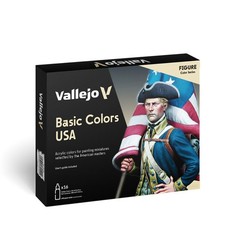 Vallejo Basic USA Acrylic Colors Paint Set, 17ml, Assorted Colors