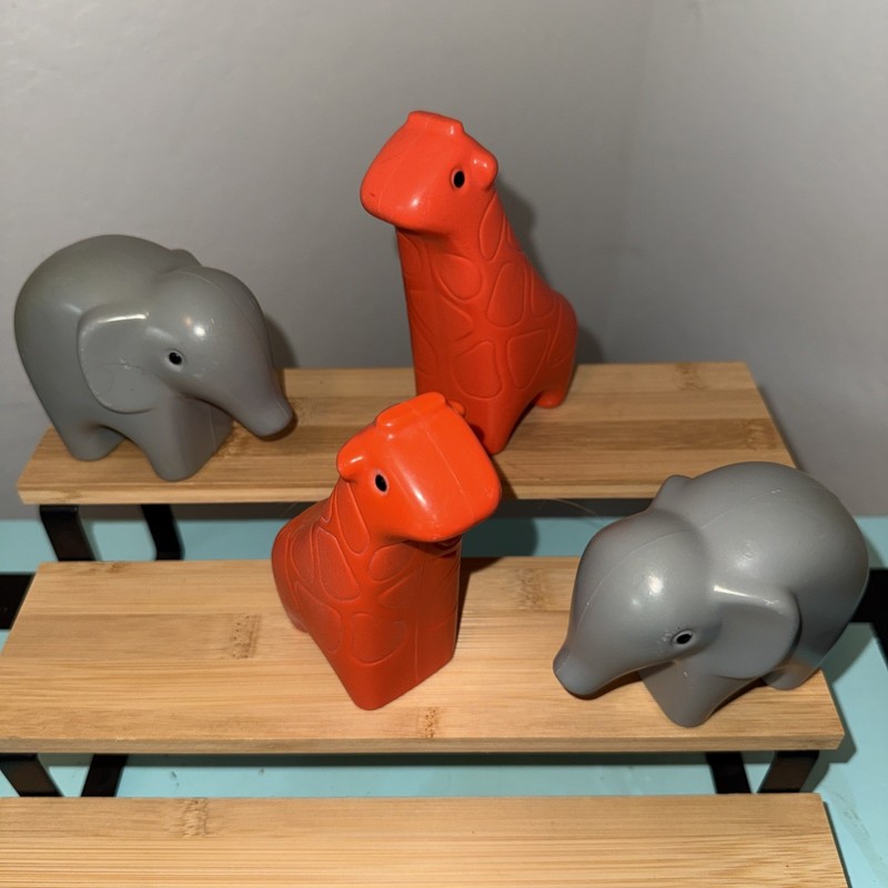 VINTAGE LITTLE TIKES NOAH’S ARK REPLACEMENT CHUNKY GIRAFFE  & ELEPHANT LOT 4 PCS