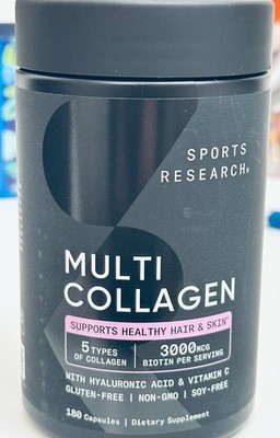 Sports Research Multi Collagen with hyaluronic acid and Vc 180 Capsules EXP2028