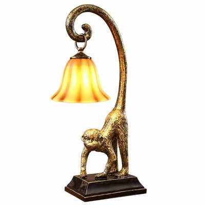 Harz Affe Lampe mit Steinsockel warmes Leuchten für Arbeitszimmer Schreibtisch