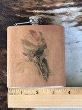 Spitfire Girl Hand Painted Indian Princess On Wood Veneer Flask New