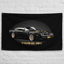 Trans Am Wall Banner Pontiac Firebird Black Gold Silhouette Garage Decor 34x56 Trans Am Wall Banner Pontiac Firebird Black Gold Silhouette Garage Decor 34x56