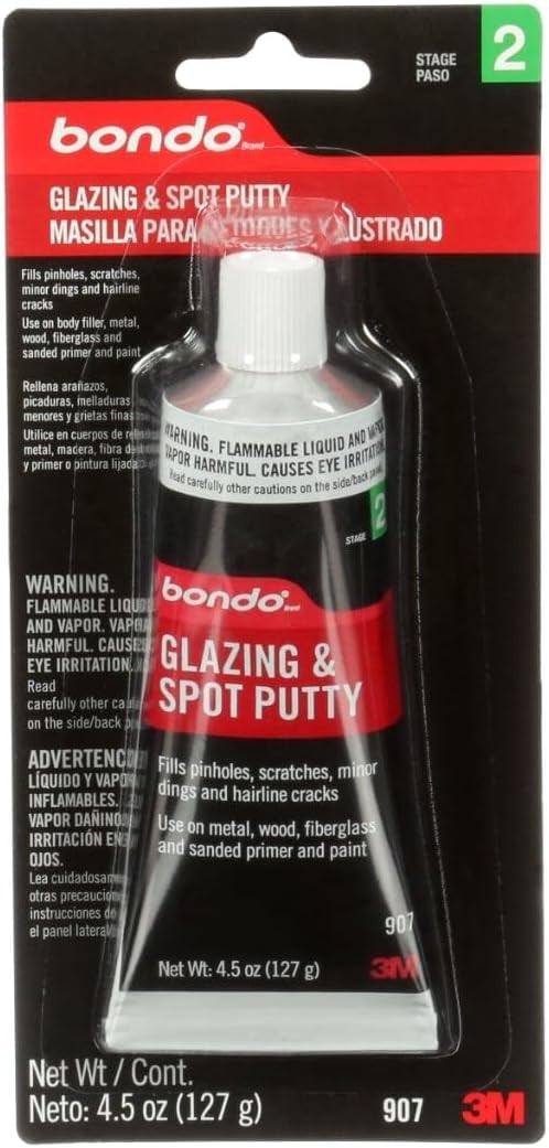 Bondo Glazing and Spot Putty, Fills Pinholes, Scratches, Minor Dings 4.5 Oz