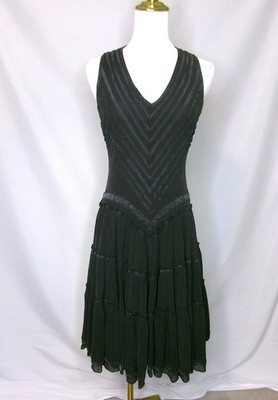 Strenesse Gabrielle Strehle Black  Tiered Dress 36/US 4 Luxury Designer