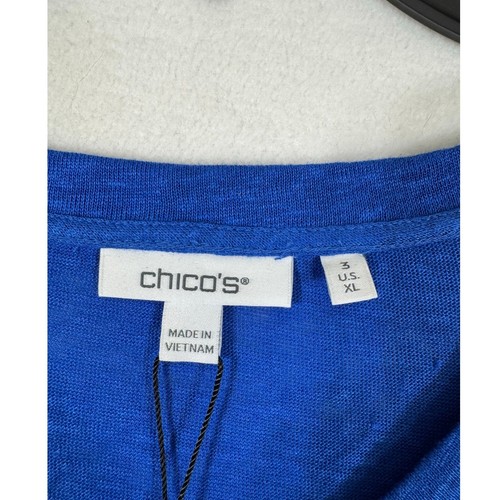 NWT Chico's Womens Top 3 XL 100% Linen Blue Beach Coastal - Picture 4 of 7