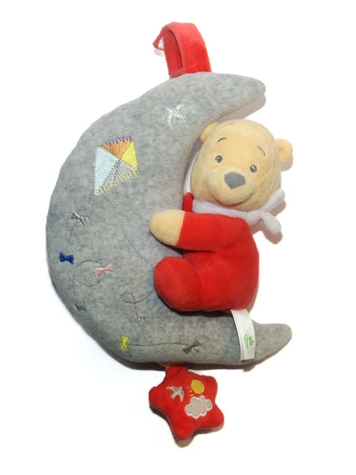 Disney Nicotoy - Doudou musical Winnie l'ourson rouge Lune grise - Photo 1/1