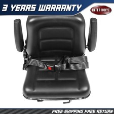 Adjustable Backrest Tractor Seat W/Armrest Forklift Seat Universal