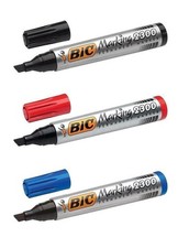 New BIC Permanent Marker Pens 2300 Thick Chisel Tip Marking Point Black Blue Red