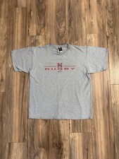 Vintage Y2K 2000s Nebraska University Cornhuskers Rugby Gray Swoosh Shirt Large