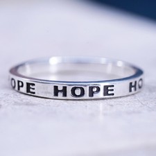 Size 9.25, vintage Sterling silver handmade ring, 925 stackable band  Hope  