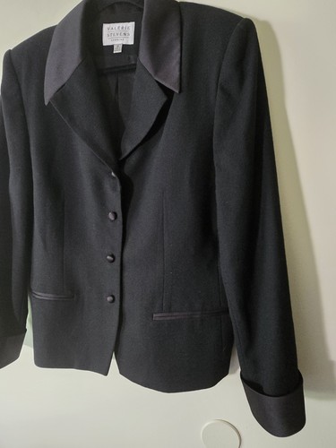 Valerie Stevens Evening Wool Blazer Black Sz16 Formal Timeless Feminine Classy - Picture 3 of 11