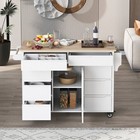 Kitchen Island Cart W/8 Handle-Free Drawers Rubber Wood Countertop 5 Wheels New