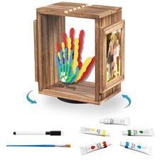 Emfogo 360 Rotating Family Handprint Kit, DIY Craft Keepsake Wooden Frame, Baby