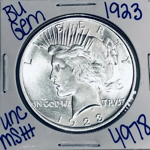 1923 BU UNCIRCULATED SILVER PEACE DOLLAR AUTHENTIC U.S. MINT FREE SHIPPING 4978