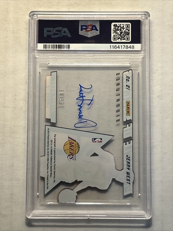 2013-14 Panini Pinnacle #21 Pinnacle of Success Auto /49 Jerry West PSA 8 - Image 2 of 3