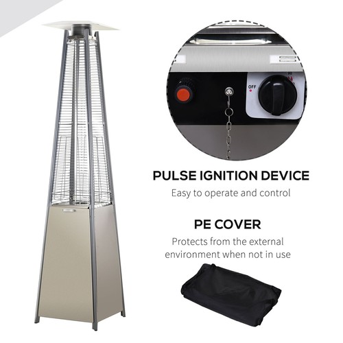 10.5KW Outdoor Patio Gas Heater Pyramid Propane Heater w/ Regulator, Hose, Cover - Picture 6 of 11