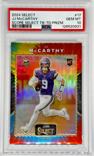 2024 Select J.J. McCarthy Score Throwback RC Tie-Dye Prizm #4/25 - PSA 10